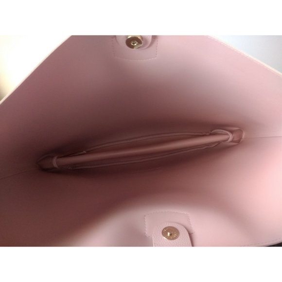 New! Vince Camuto Pebbled Large Tote Bag With Tortoise Double Handles Pink NWT - Picture 6 of 6